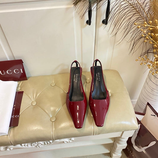GUCCI 26S СЛІНГБЕКИ 55 ММ З ЧЕРВОНОЇ ТЕЛЯЧОЇ ШКІРИ