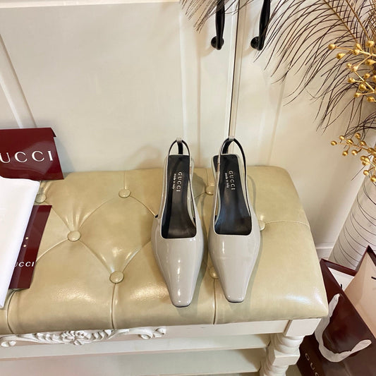 GUCCI 26S СЛІНГБЕКИ 55 ММ ЗІ СВІТЛОГО СІРО-КОРИЧНЕВОГО ТЕЛЯЧОГО ХУТРА