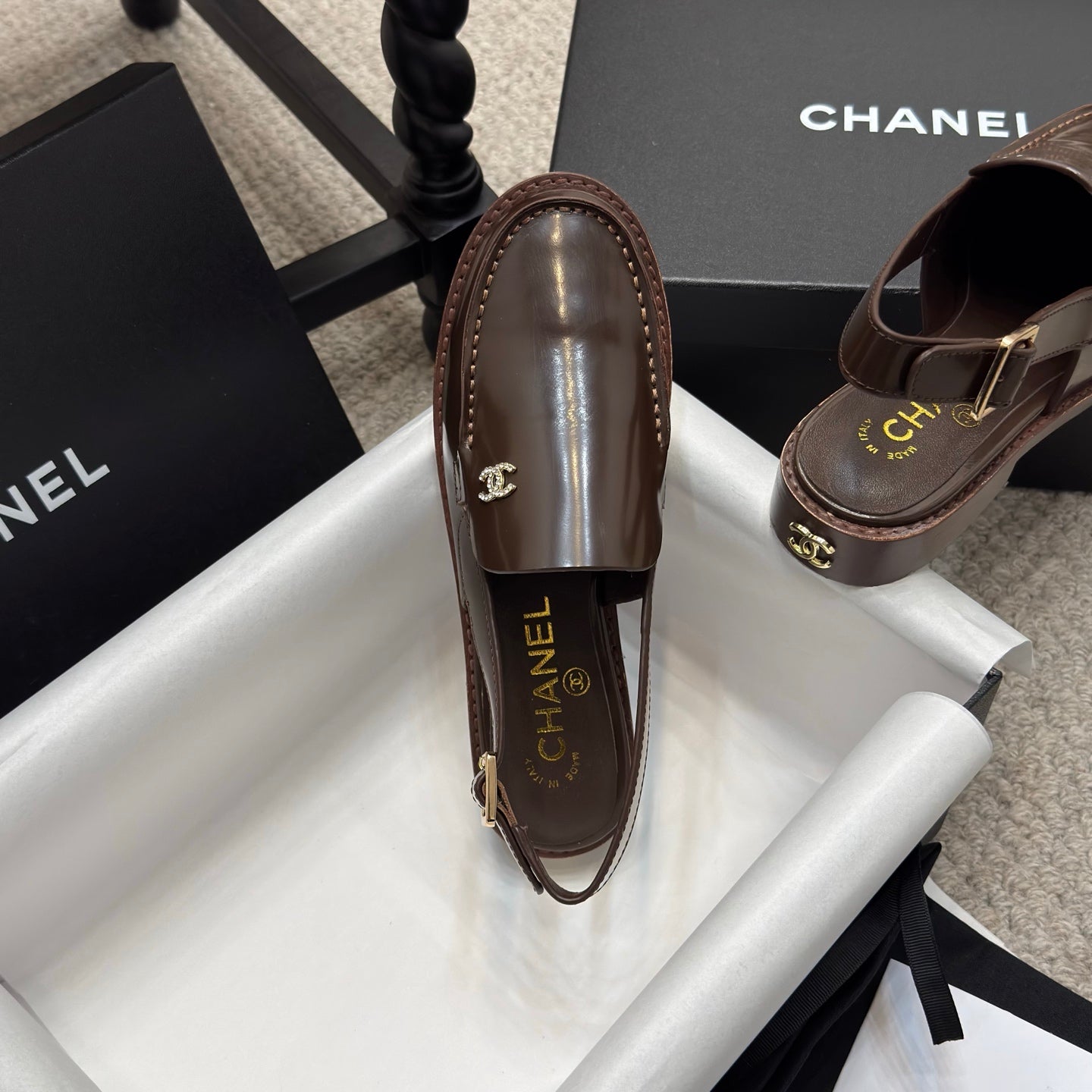 CC 25C Slingback Loafer Chocolate Patent Leather - 35