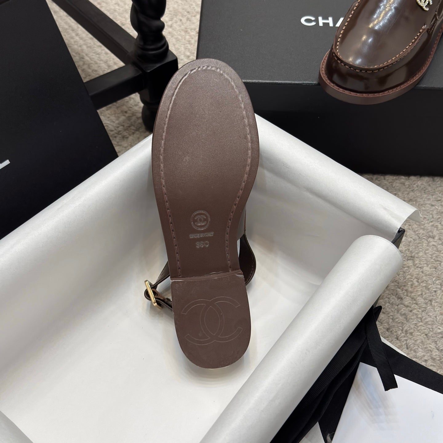 CC 25C Slingback Loafer Chocolate Patent Leather - 35