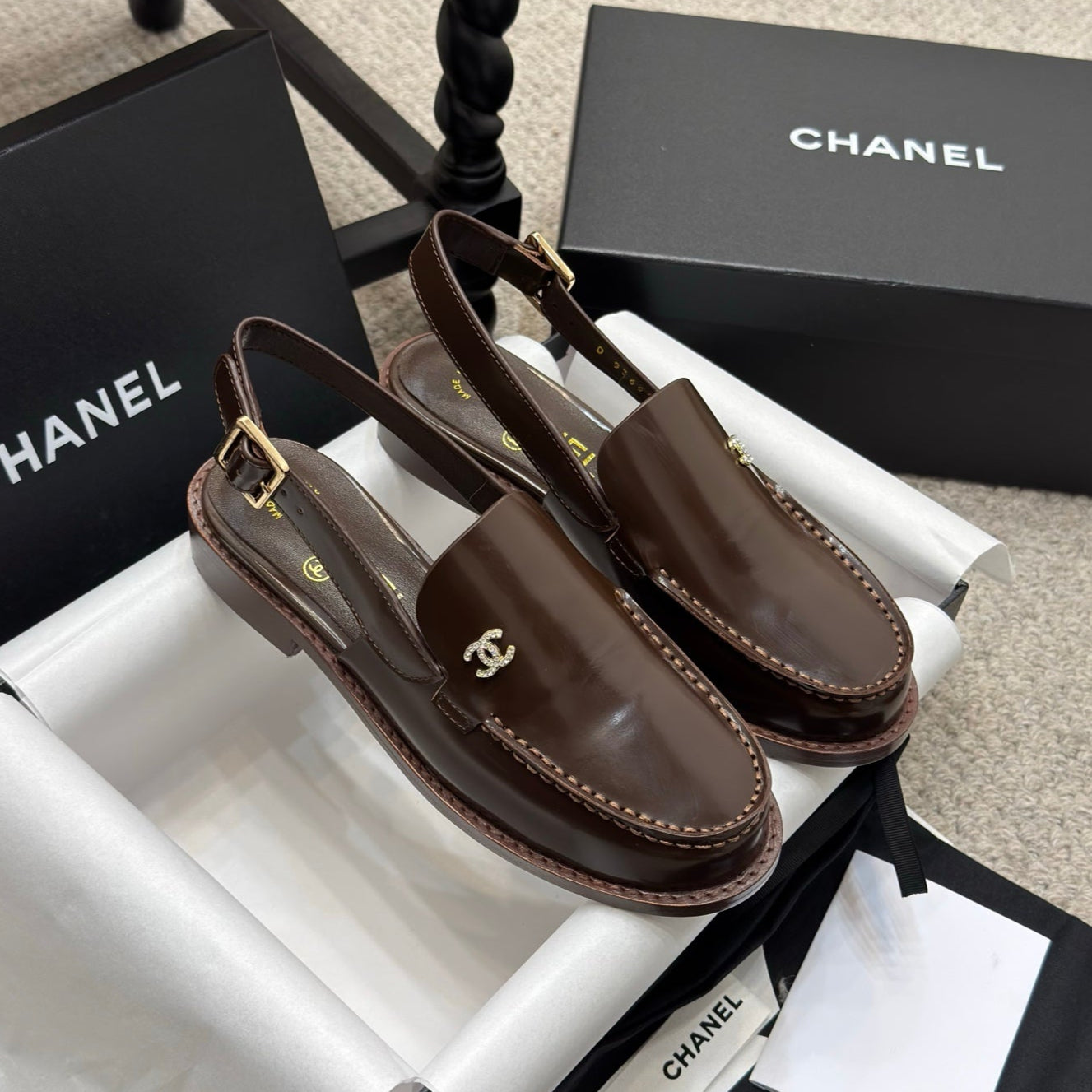 CC 25C Slingback Loafer Chocolate Patent Leather - 35