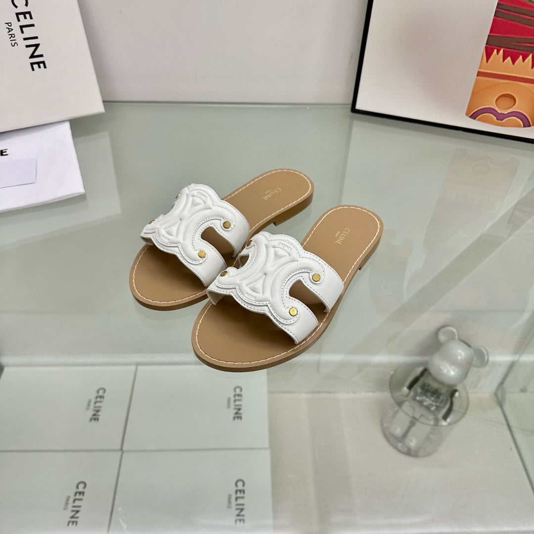 TRIOMPHE MULE IN CALFSKIN WHITE - 35