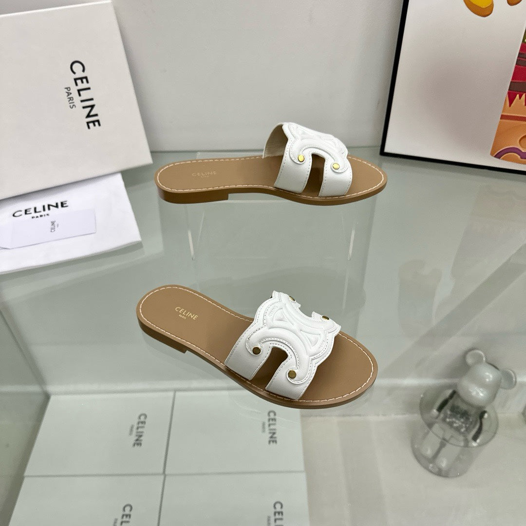 TRIOMPHE MULE IN CALFSKIN WHITE - 35