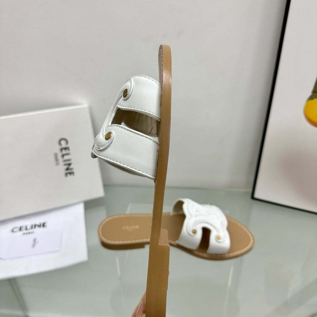 TRIOMPHE MULE IN CALFSKIN WHITE - 35