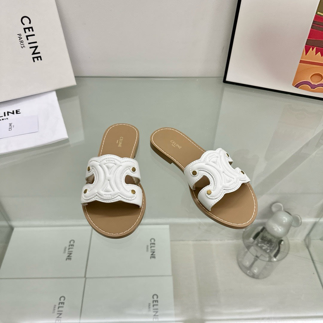 TRIOMPHE MULE IN CALFSKIN WHITE - 35