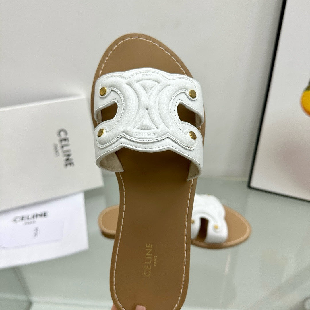 TRIOMPHE MULE IN CALFSKIN WHITE - 35