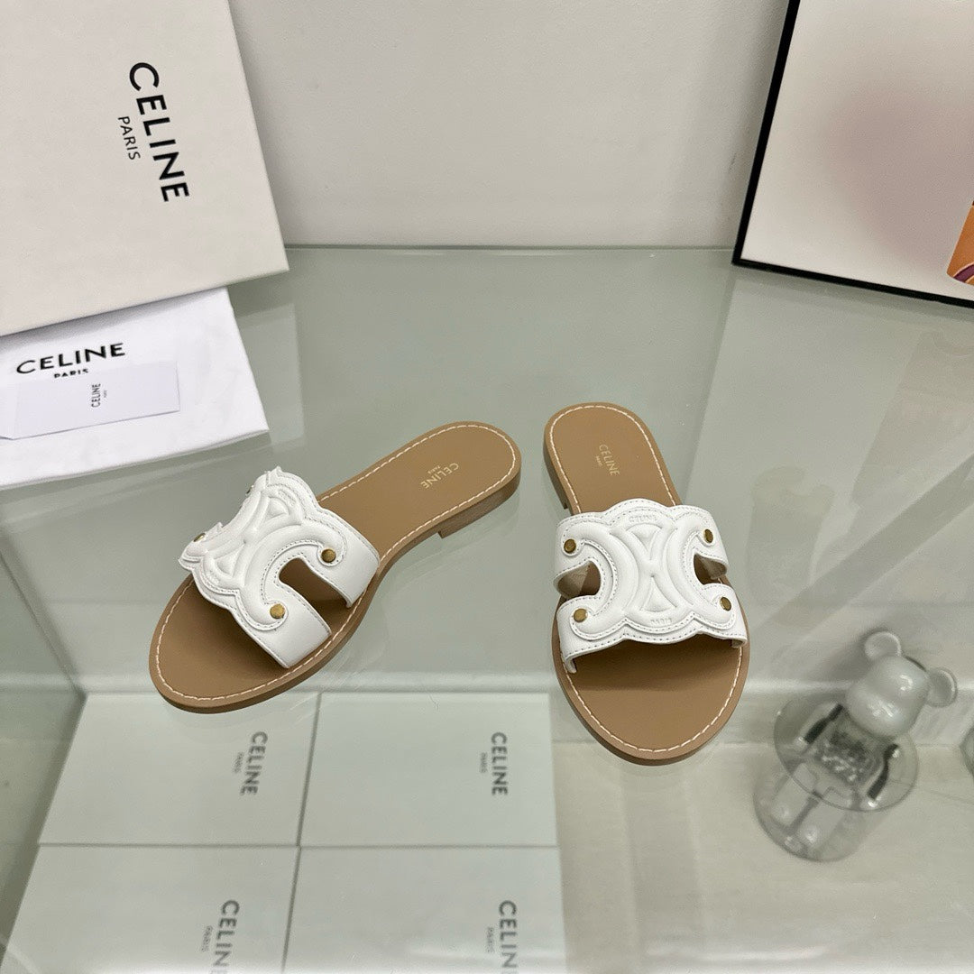 TRIOMPHE MULE IN CALFSKIN WHITE - 35