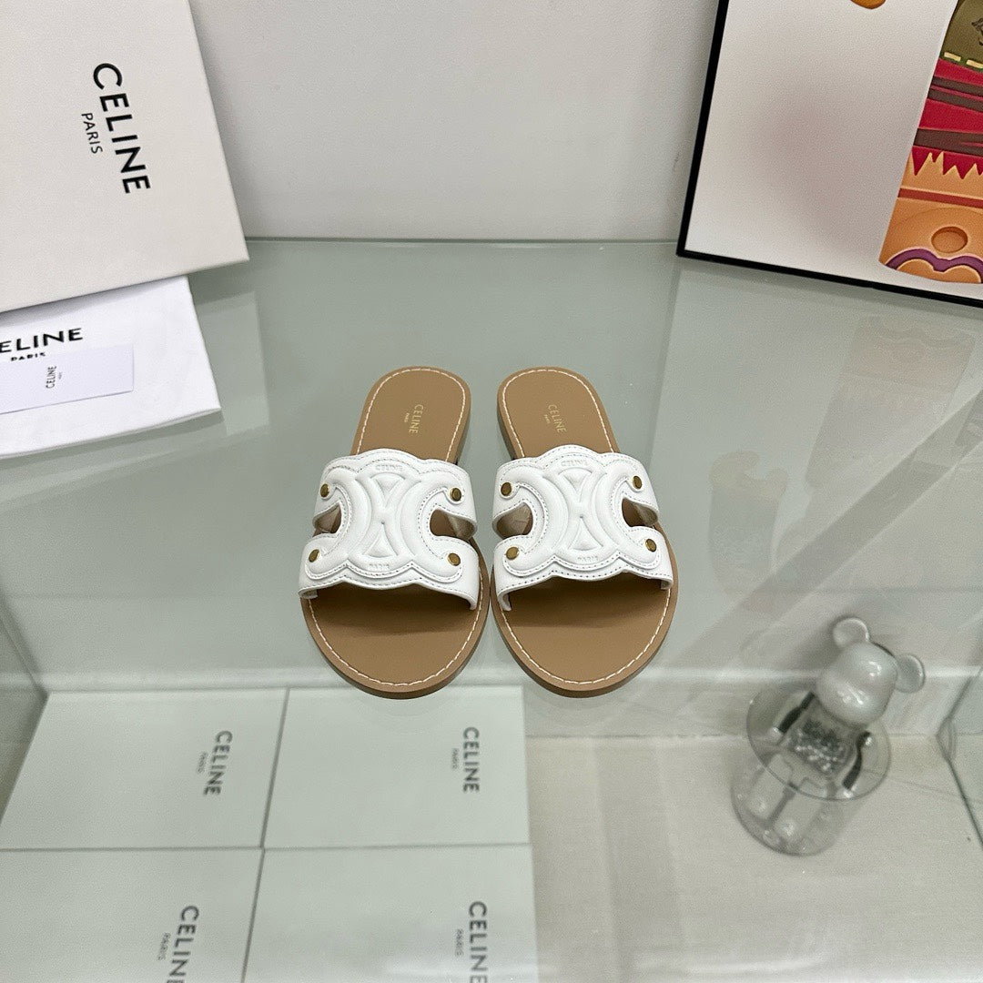 TRIOMPHE MULE IN CALFSKIN WHITE - 35