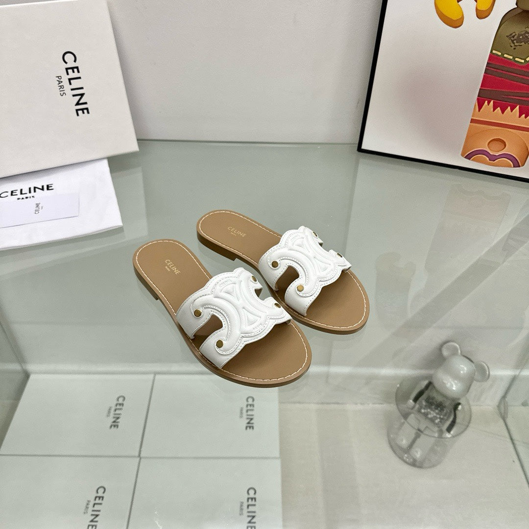 TRIOMPHE MULE IN CALFSKIN WHITE - 35