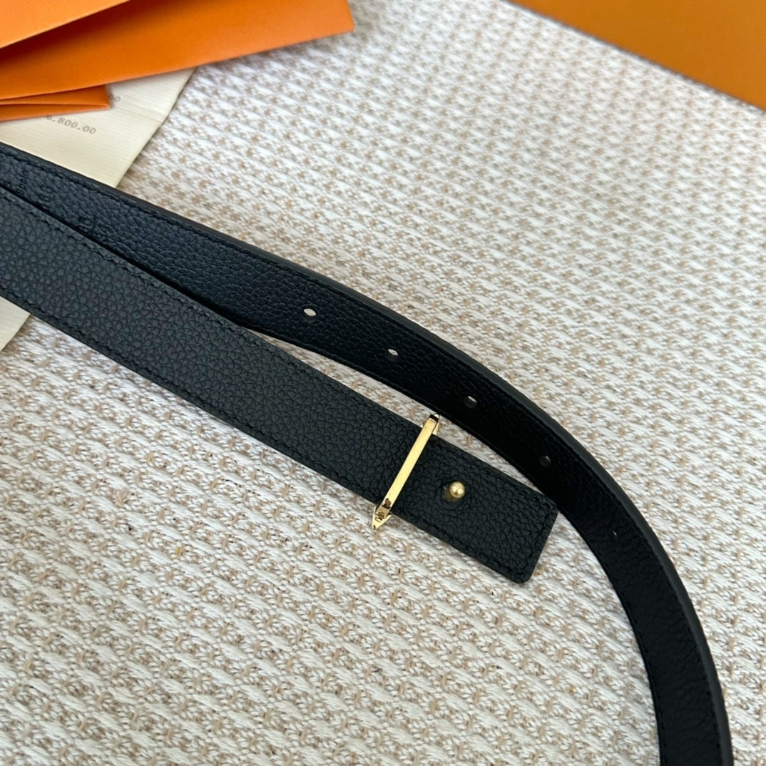 LV FLOWERGRAM 25 MM REVERSIBLE BELT IN BROWN DAMIER CALFSKIN GOLD HARDWARE - 30