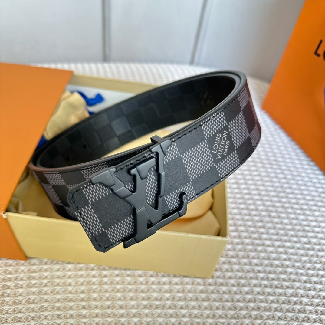 LV 25S BELT 40 MM IN BLACK MIX GREY CALFSKIN 593221 - 26-28