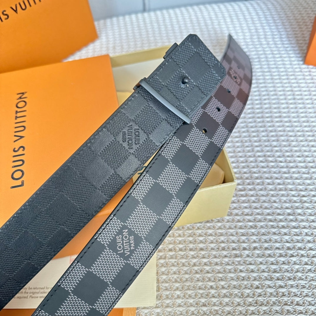 LV 25S BELT 40 MM IN BLACK MIX GREY CALFSKIN 593221 - 26-28