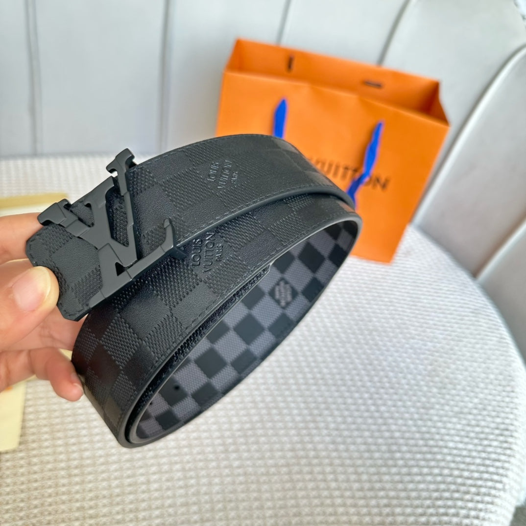 LV 25S BELT 40 MM IN BLACK MIX GREY CALFSKIN 593221 - 26-28
