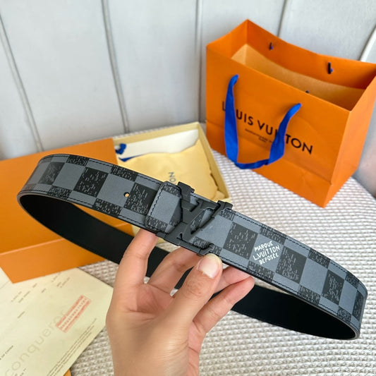 LV 25S BELT 40 MM IN BLACK MIX GREY CALFSKIN 593224 - 26-28