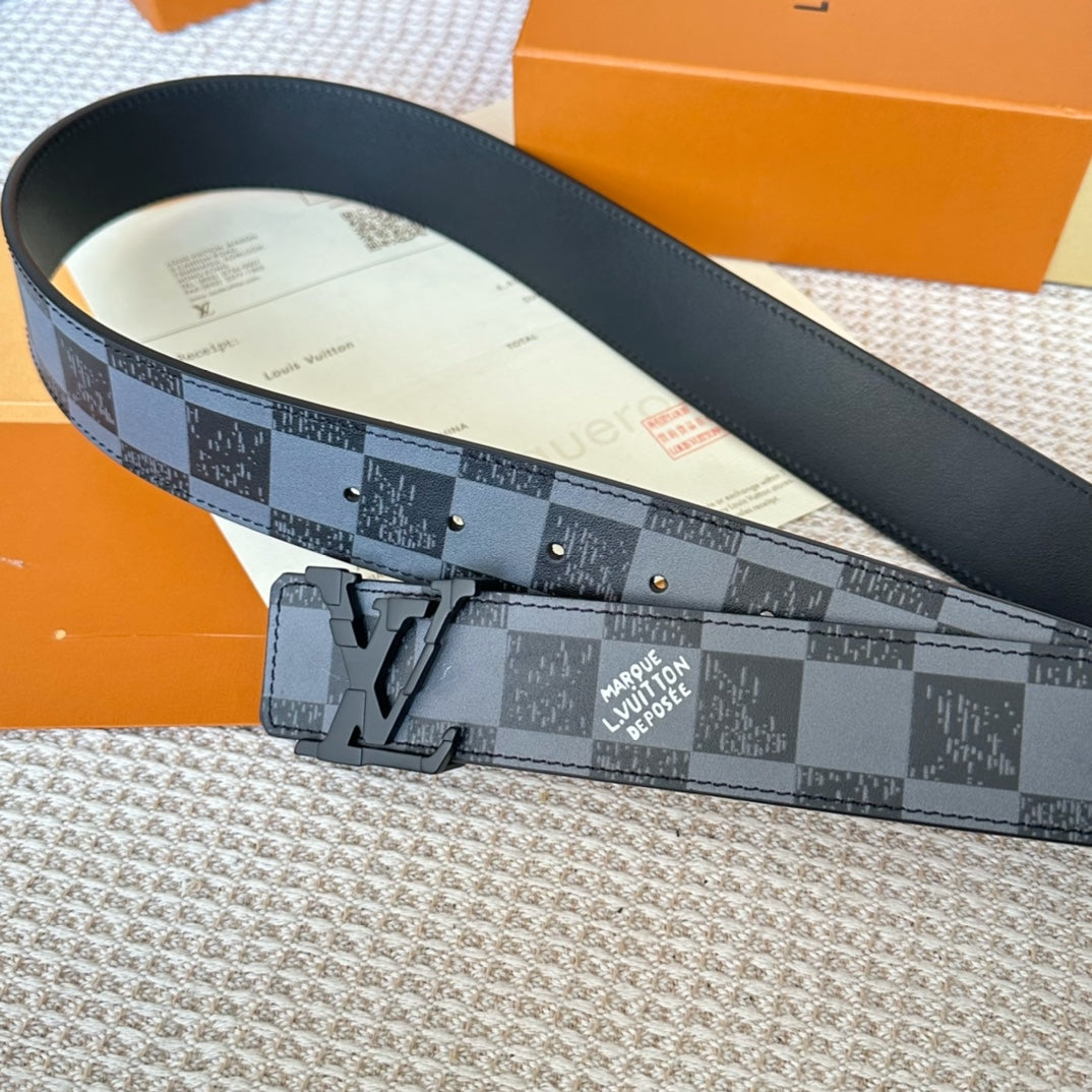 LV 25S BELT 40 MM IN BLACK MIX GREY CALFSKIN 593224 - 26-28