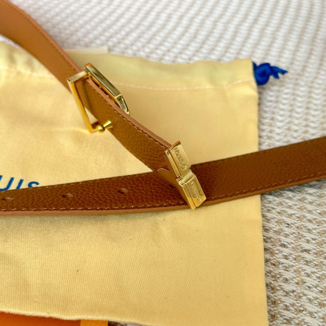 Pretty LV 30mm Reversible Belt Tan Gold Buckle Tan Brown Leather - 30