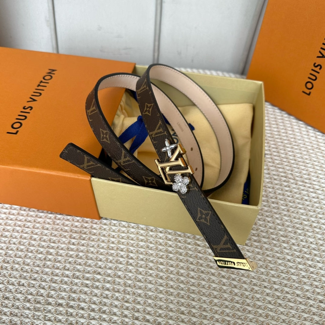 LV GRAM 20 MM REVERSIBLE BELT MONOGRAM BROWN CALFSKIN GOLD HARDWARE - 30