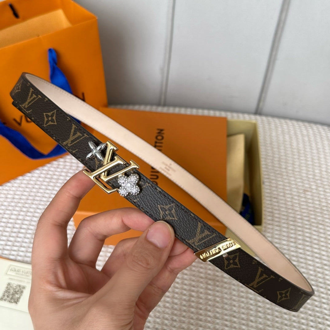 LV GRAM 20 MM REVERSIBLE BELT MONOGRAM BROWN CALFSKIN GOLD HARDWARE - 30