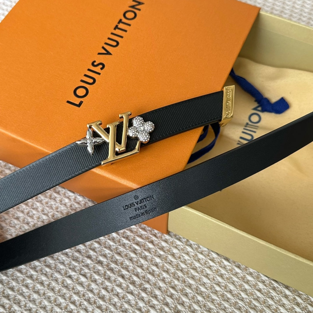 LV GRAM 20 MM REVERSIBLE BELT BLACK CALFSKIN GOLD HARDWARE - 30