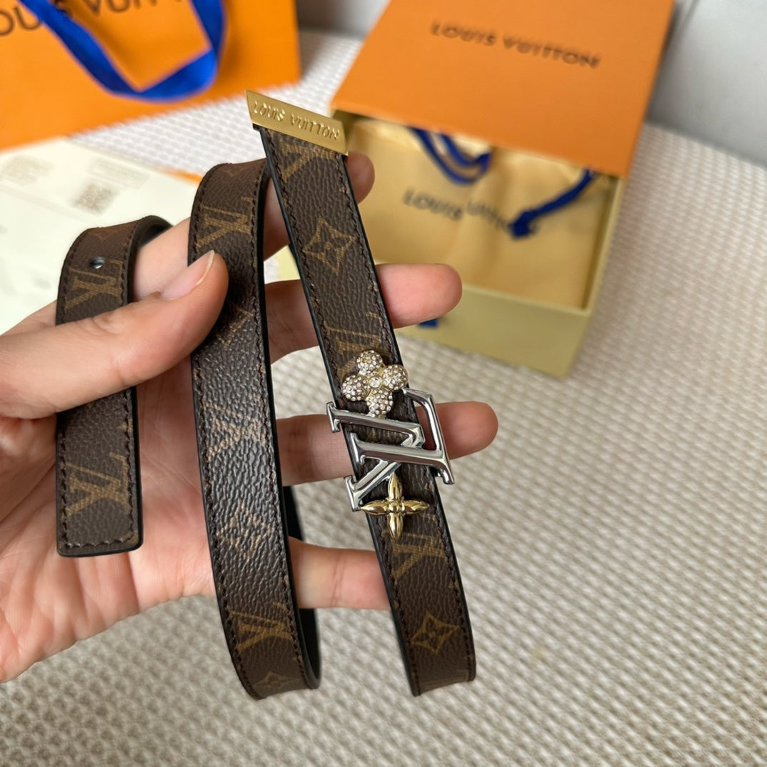 LV GRAM 20 MM REVERSIBLE BELT BROWN MONOGRAM CALFSKIN SILVER HARDWARE - 30