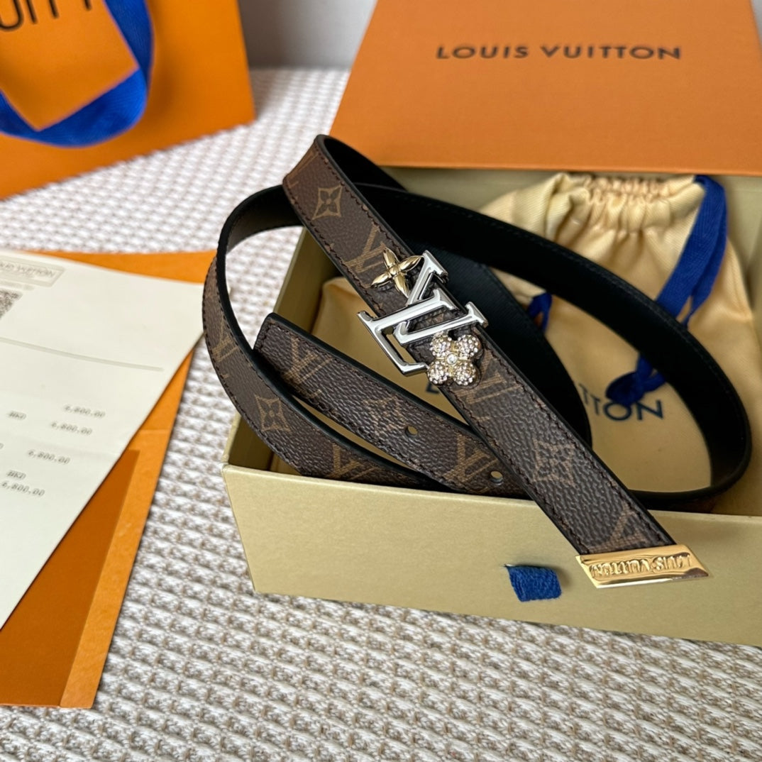 LV GRAM 20 MM REVERSIBLE BELT BROWN MONOGRAM CALFSKIN SILVER HARDWARE - 30