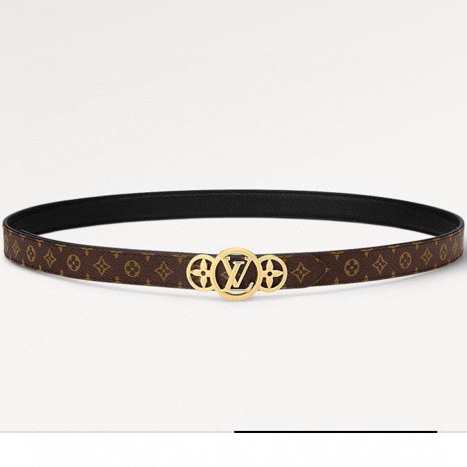 LV S-LOCK BELT 20 MM TAUPE BROWN MONOGRAM AND BLACK CALFSKIN GOLD HARDWARE - 30