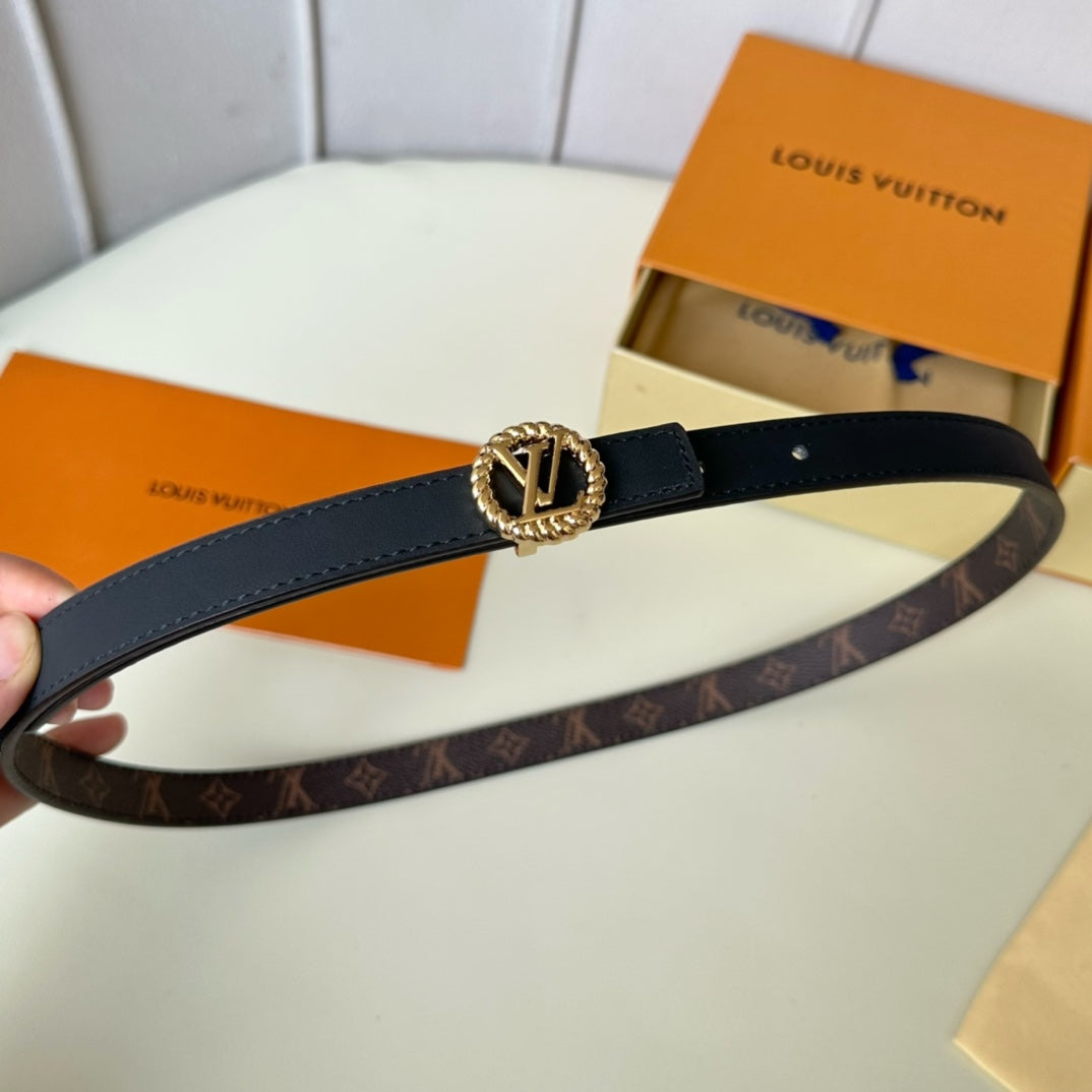 LV Circle Nautical 20mm black sheep square head belt with gold reverse buckle - 30