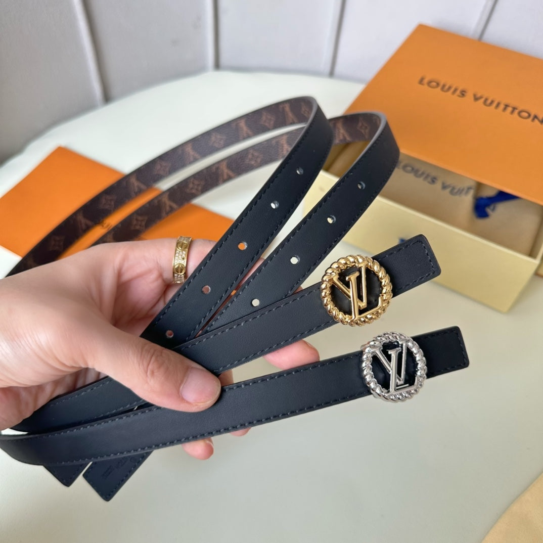LV Circle Nautical 20mm black sheep square head belt with gold reverse buckle - 30