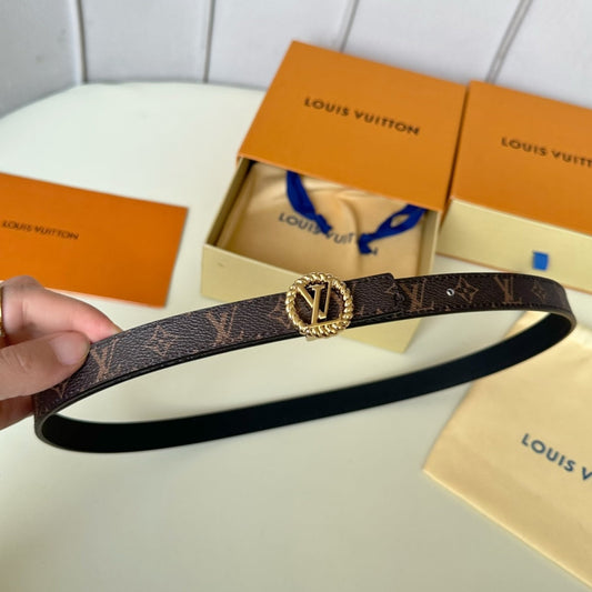 LV Circle Nautical 20mm black sheep square head belt with gold reverse buckle - 30