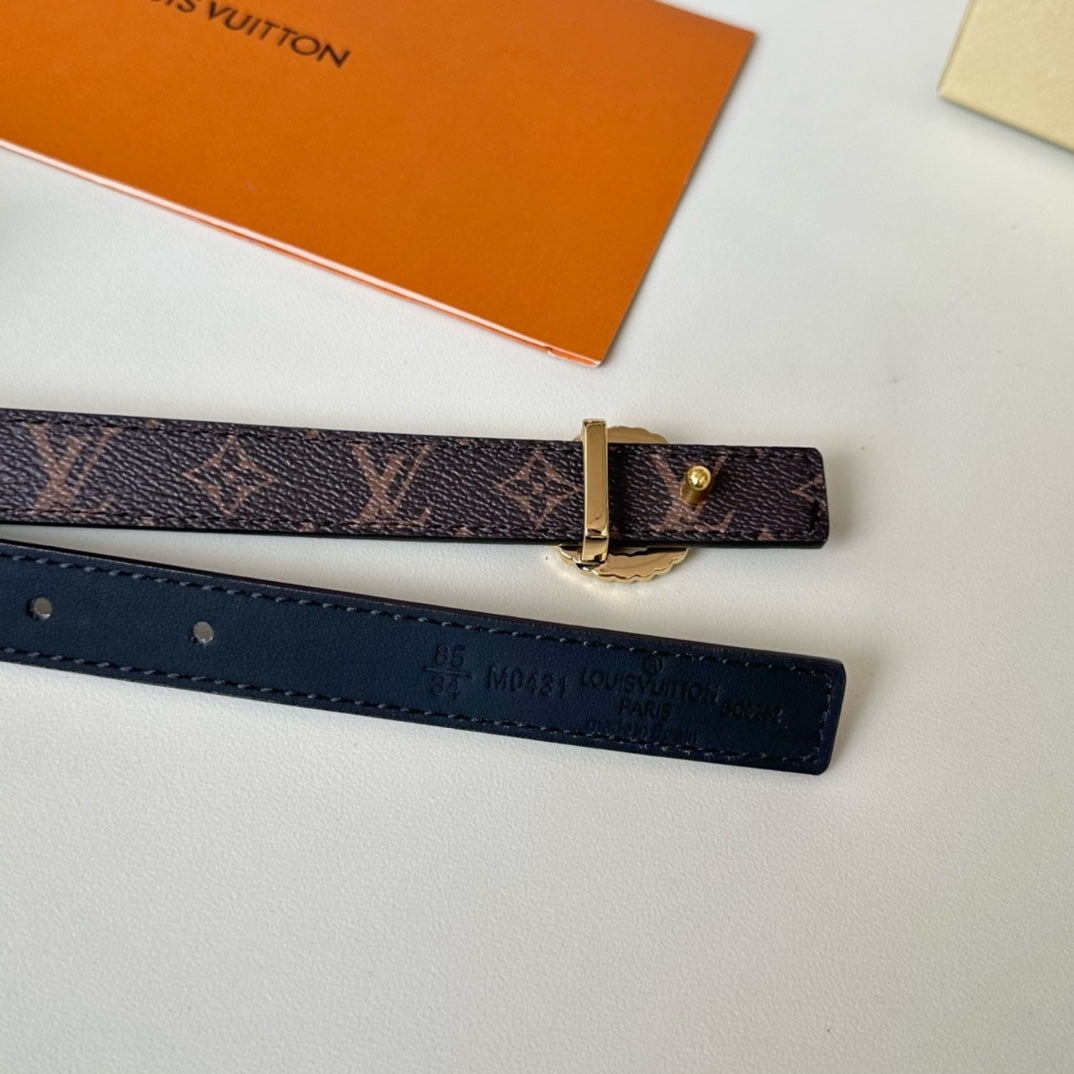 LV Circle Nautical 20mm black sheep square head belt with gold reverse buckle - 30