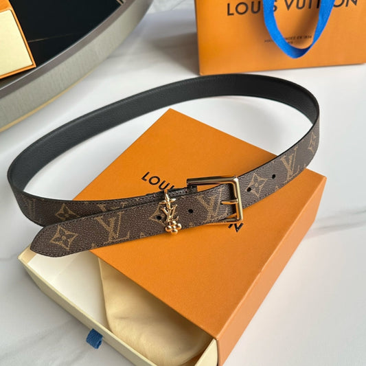 LV BLOOM 30MM BELT IN BROWN MONOGRAM CALFSKIN GOLD HARDWARE - 30
