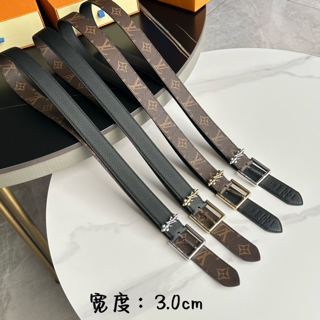 LV BLOOM 30MM BELT IN BROWN MONOGRAM CALFSKIN GOLD HARDWARE - 30