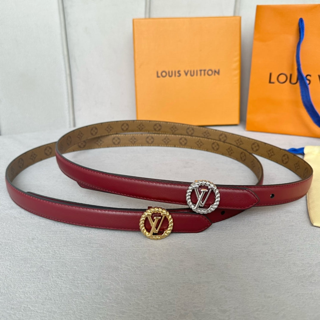 LV S-LOCK BELT 20 MM IN CHERRY RED CALFSKIN AND CIRCLE GOLD HARDWARE - 30