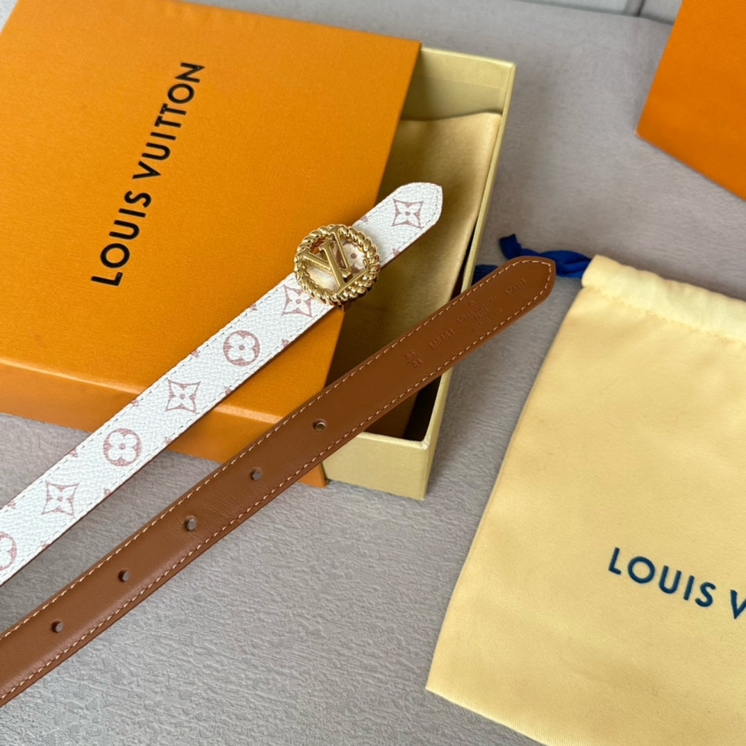 LV S-LOCK BELT 20 MM IN BRONZE BROWN CALFSKIN AND CIRCLE GOLD HARDWARE - 30