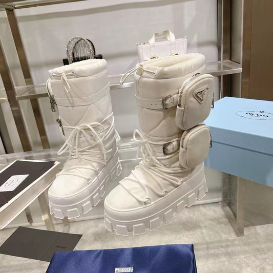RE-NYLON SKI BOOTS WHITE ATTACHED POUCH - 35