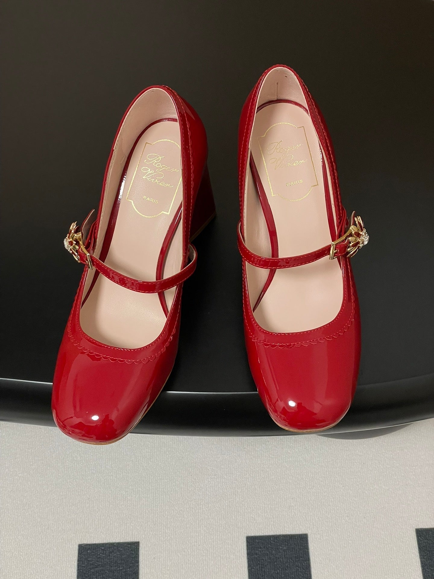 TRÈS VIVIER MARY JANE PUMPS 85MM IN RED GLOSSY CALFSKIN - 35