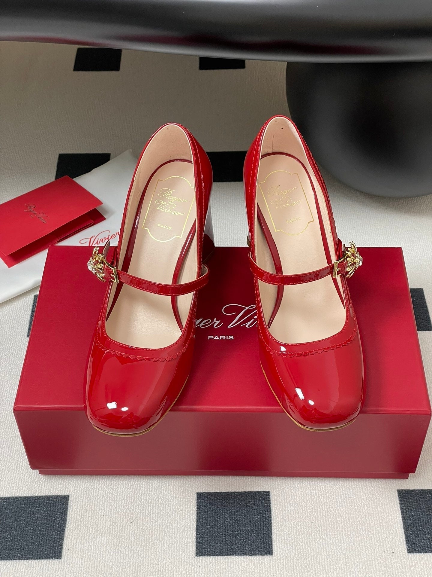 TRÈS VIVIER MARY JANE PUMPS 85MM IN RED GLOSSY CALFSKIN - 35