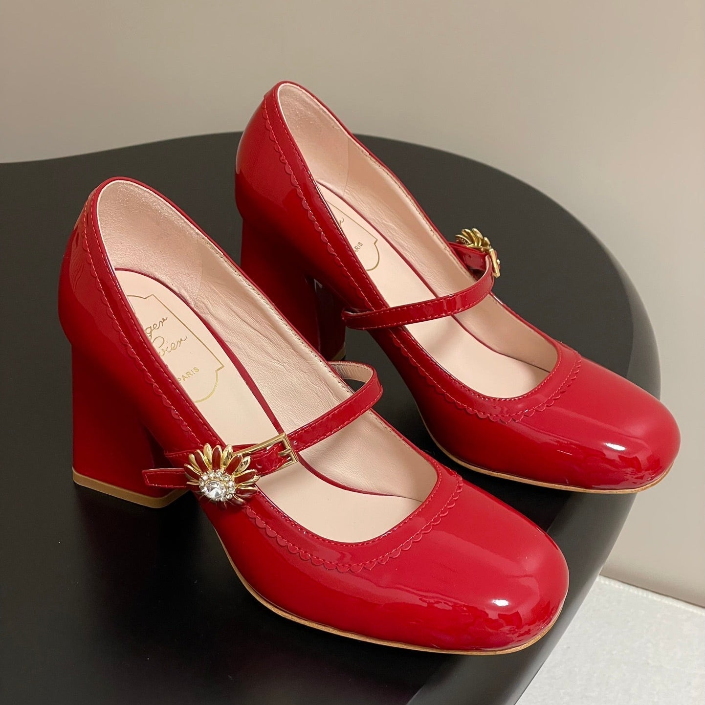 TRÈS VIVIER MARY JANE PUMPS 85MM IN RED GLOSSY CALFSKIN - 35