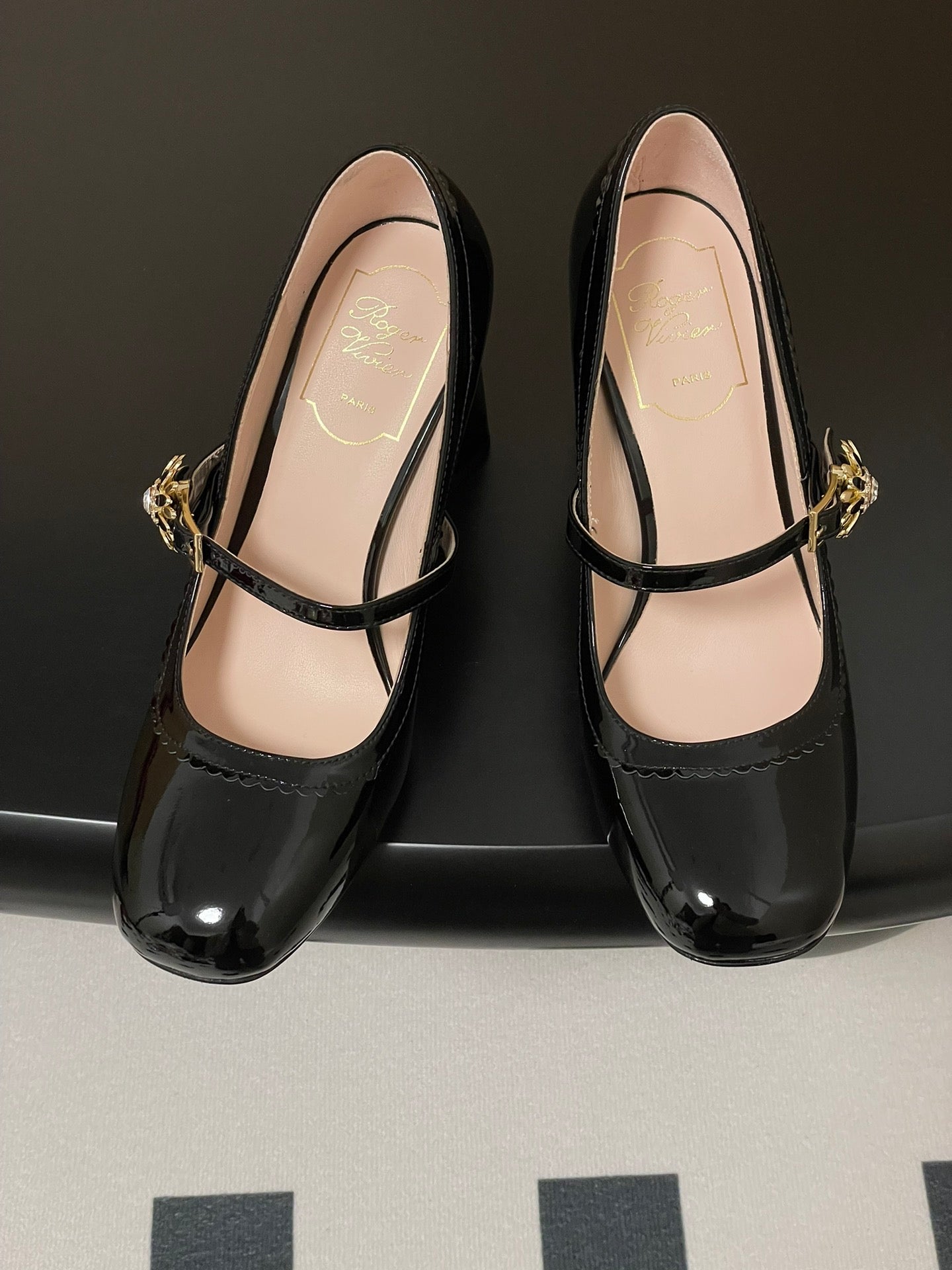 TRÈS VIVIER MARY JANE PUMPS 85MM IN BLACK GLOSSY CALFSKIN - 35