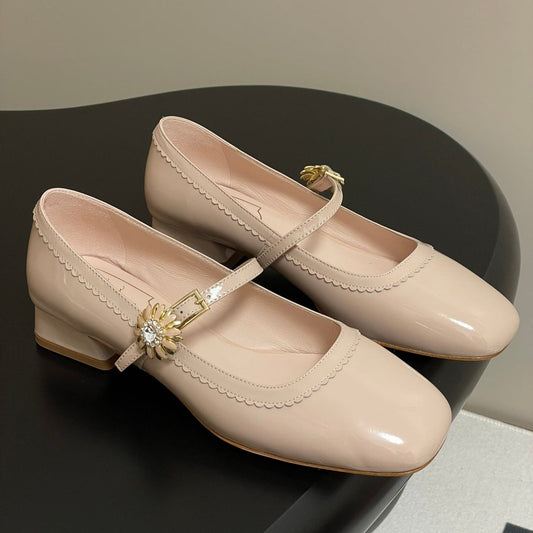 TRÈS VIVIER MARY JANE PUMPS IN BEIGE PATENT CALFSKIN - 35