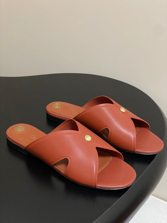 LP CLASSIC CROSS-STRAP SANDALS 25S IN RUST ORANGE LAMBSKIN - 35