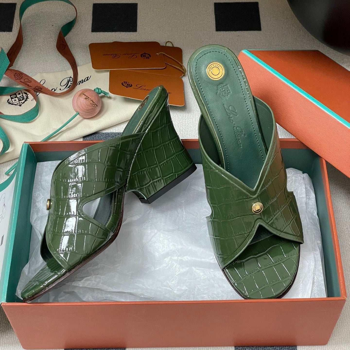 HIGH HEELS 80 MM IN MOSS GREEN CALFSKIN SNAKE EMBOSSING - 35