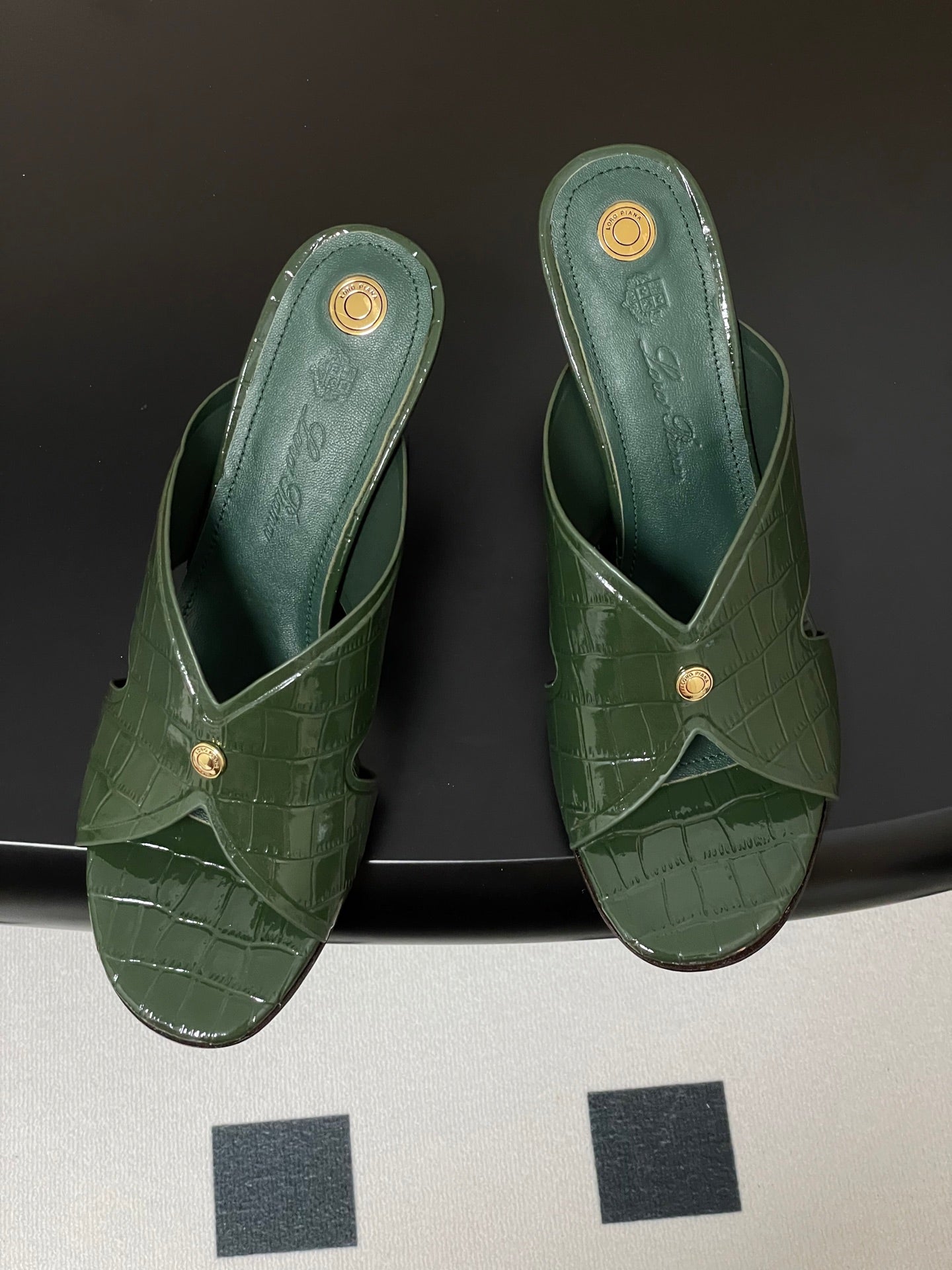 HIGH HEELS 80 MM IN MOSS GREEN CALFSKIN SNAKE EMBOSSING - 35