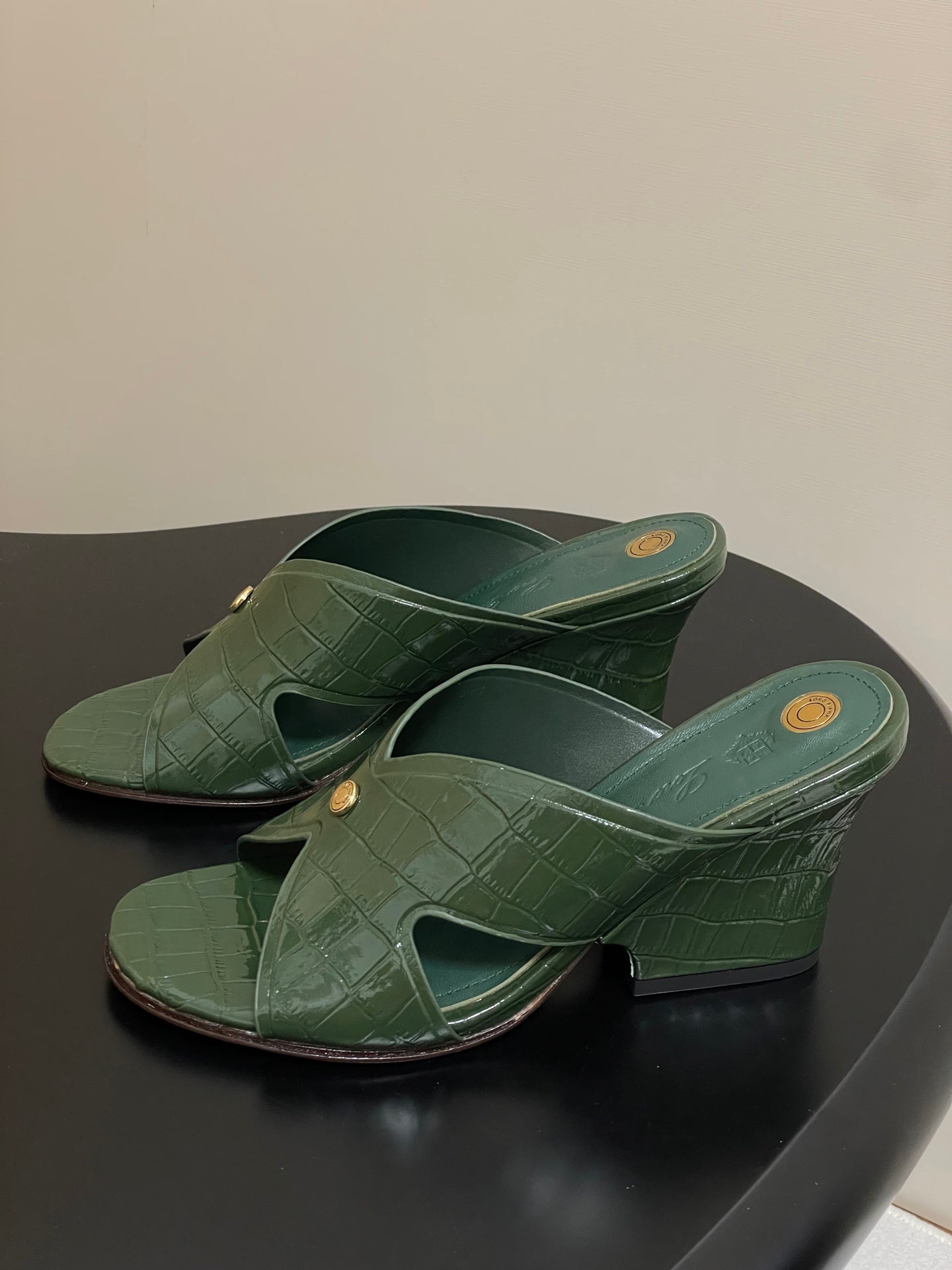 HIGH HEELS 80 MM IN MOSS GREEN CALFSKIN SNAKE EMBOSSING - 35