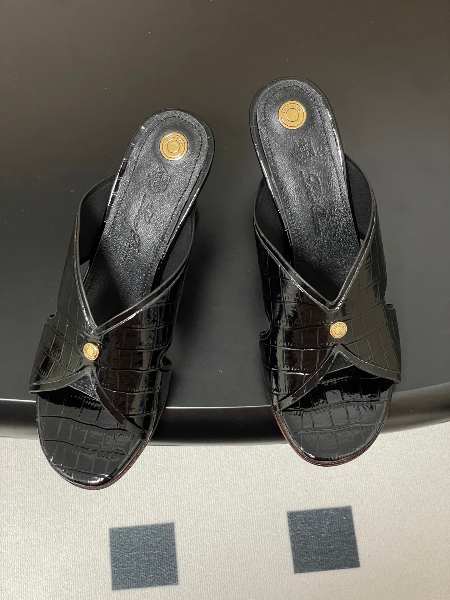 HIGH HEELS 80 MM IN BLACK CALFSKIN SNAKE EMBOSSING - 35