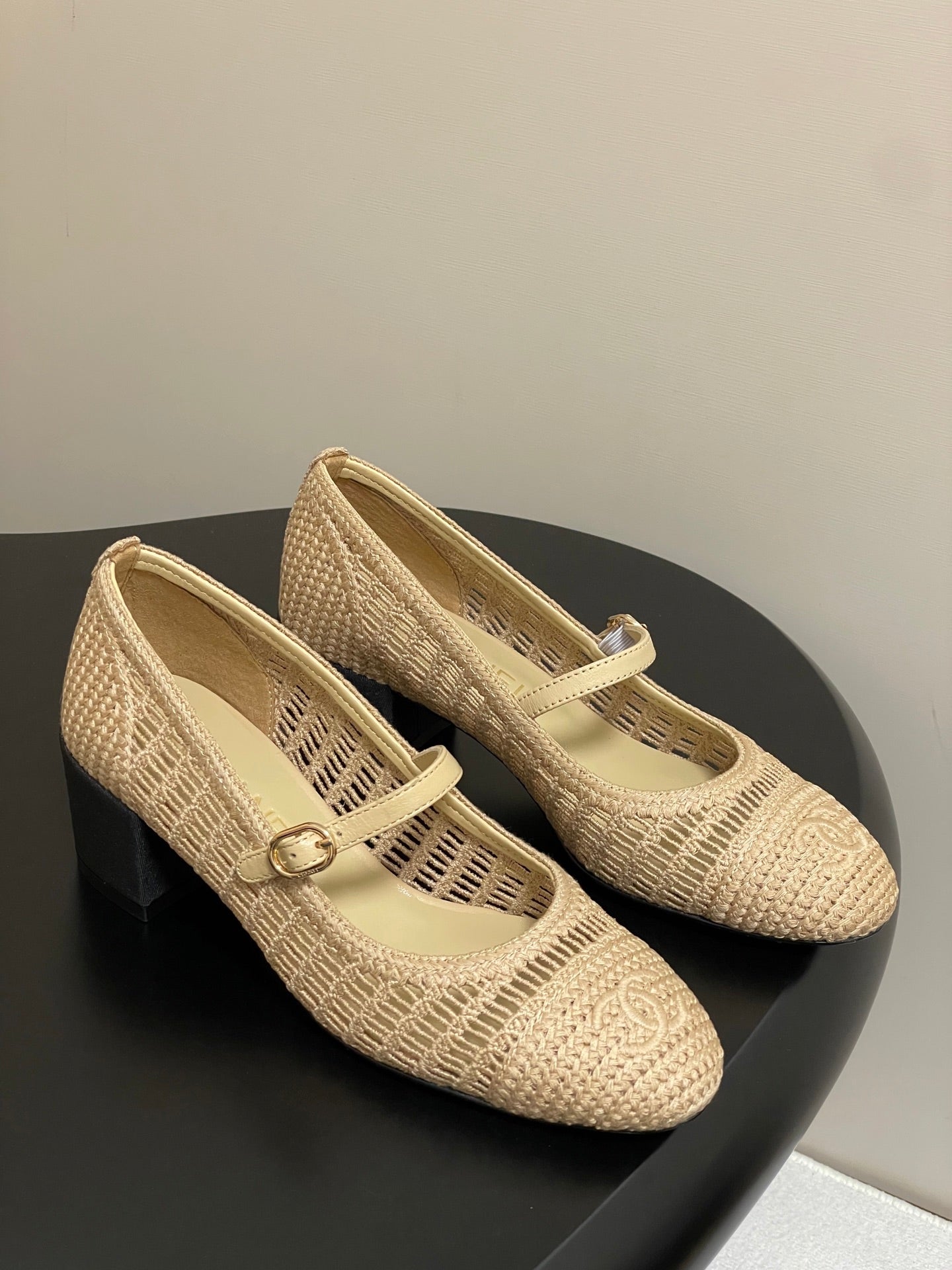 HIGH BALLET MARY JANE 50MM IN NATURAL BEIGE RAFFIA - 34