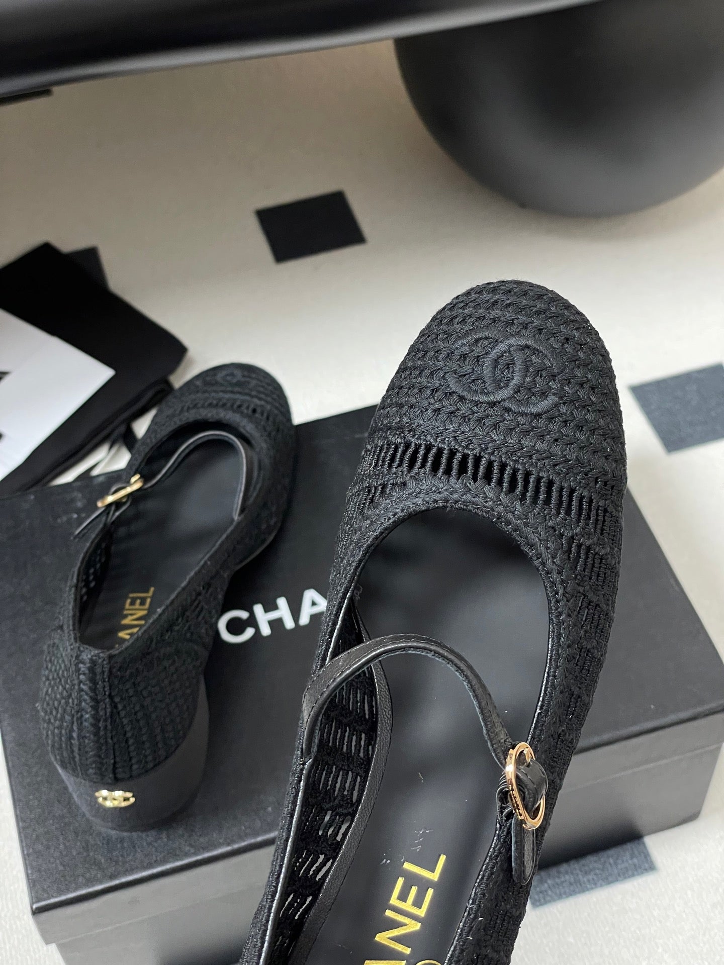 HIGH BALLET MARY JANE 50MM IN BLACK RAFFIA - 34
