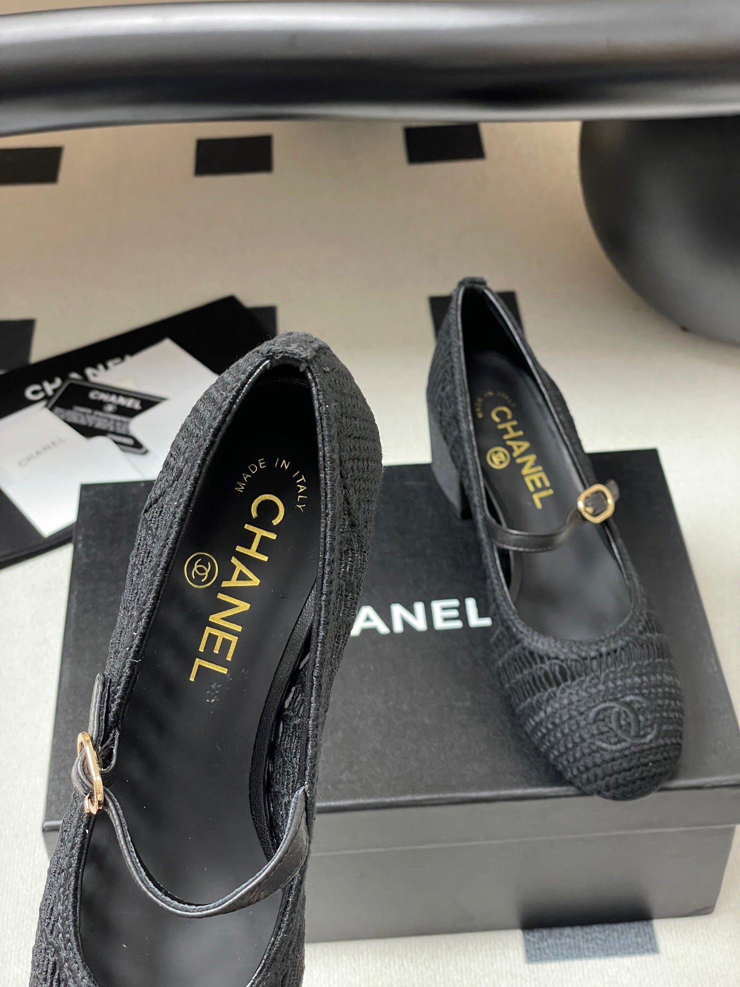 HIGH BALLET MARY JANE 50MM IN BLACK RAFFIA - 34
