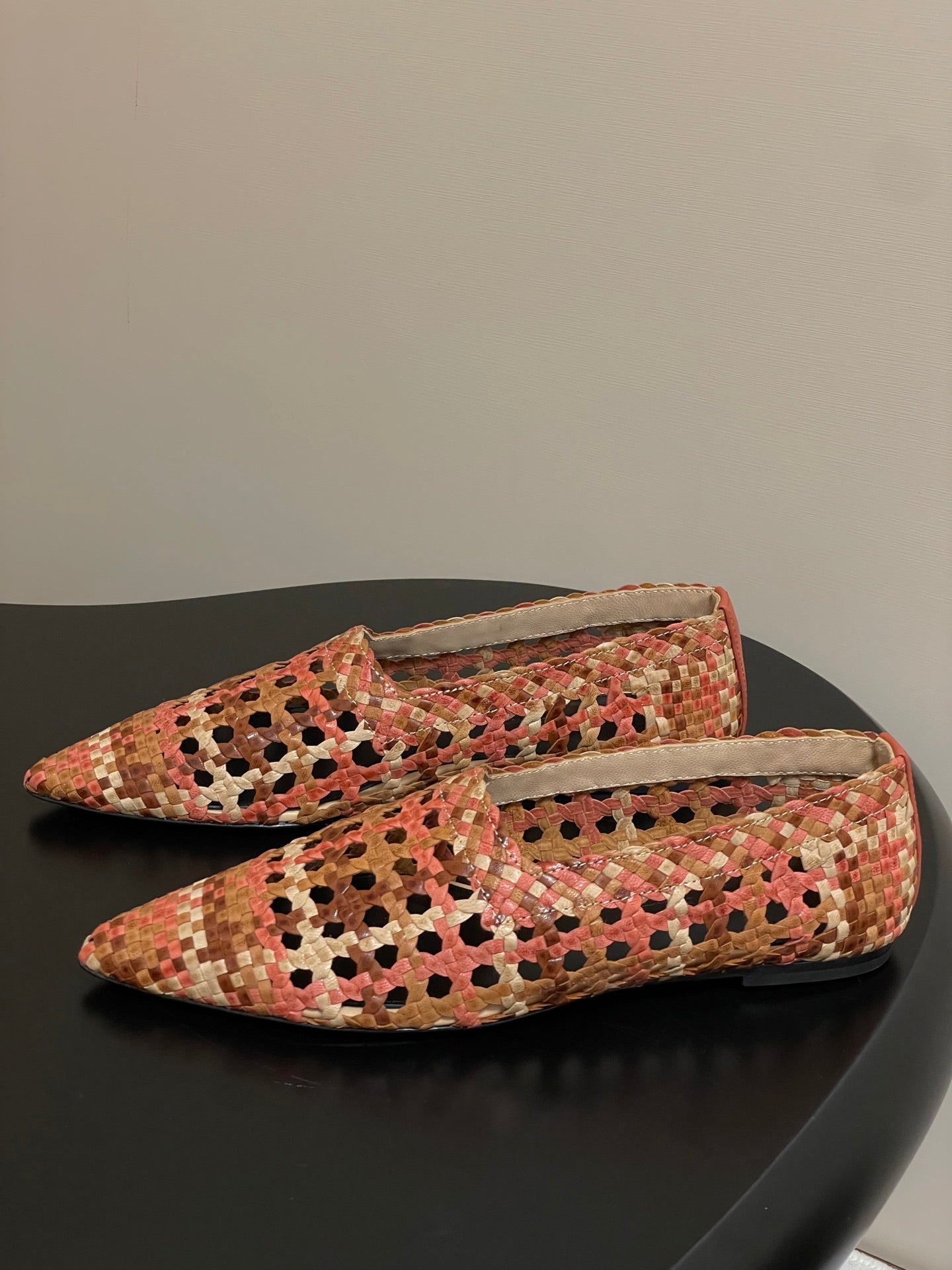 LP POINTED-TOE BALLET FLATS 25S IN ORANGE LAMBSKIN - 35