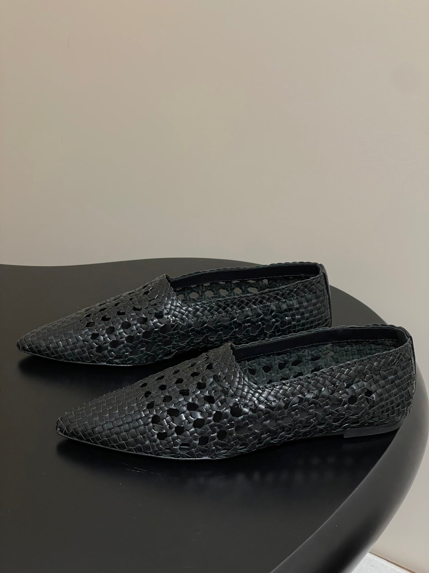 LP POINTED-TOE BALLET FLATS 25S IN BLACK LAMBSKIN - 35